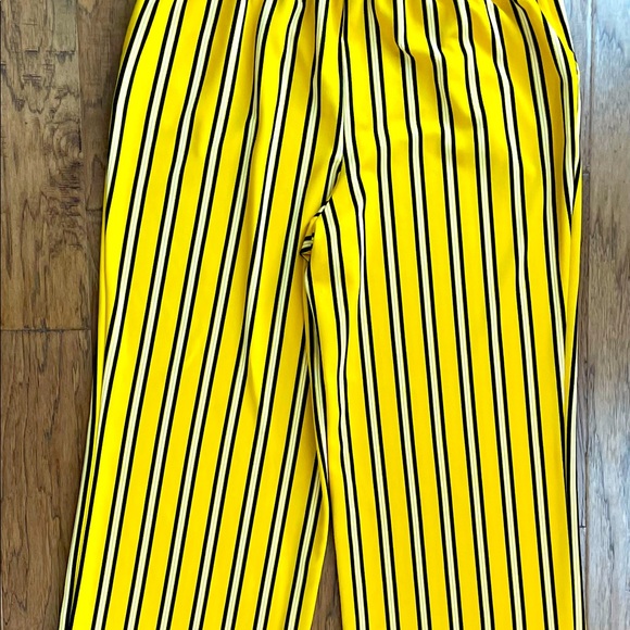 Yellow with black and white striped Palazzo pants - Picture 2 of 7